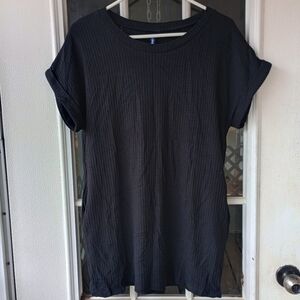 Iwollence Black Waffle Knit Sweater Dress With Side Pockets Sz. S